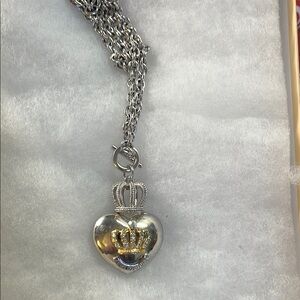 vintage juicy couture Silver and Gold Crown Heart Pendant Necklace
